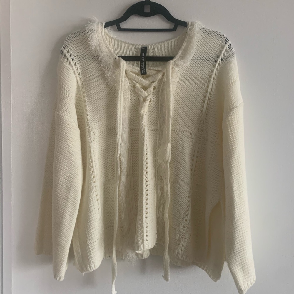 Design Lab Lace-Up Knit Sweater